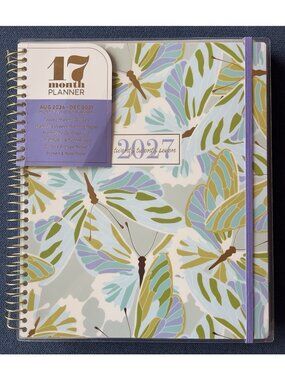 Planner 17 Month 2026-27 DRAGONFLY Month Day Week Organizer Calendar 9"W x 11"H